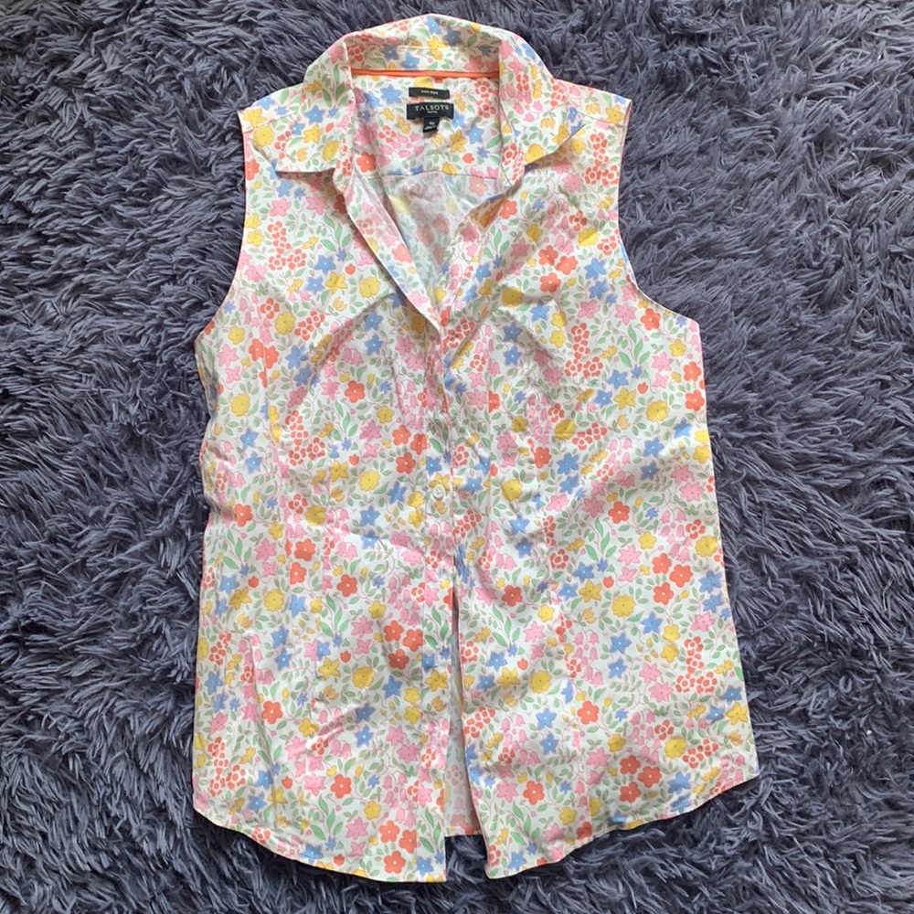 Talbots Flower Shirt Vest Size 4 Petite